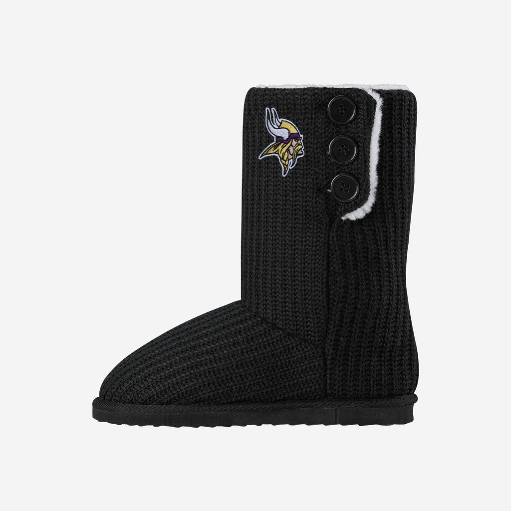 Minnesota Vikings Knit High End Button Boot Slipper FOCO S - FOCO.com