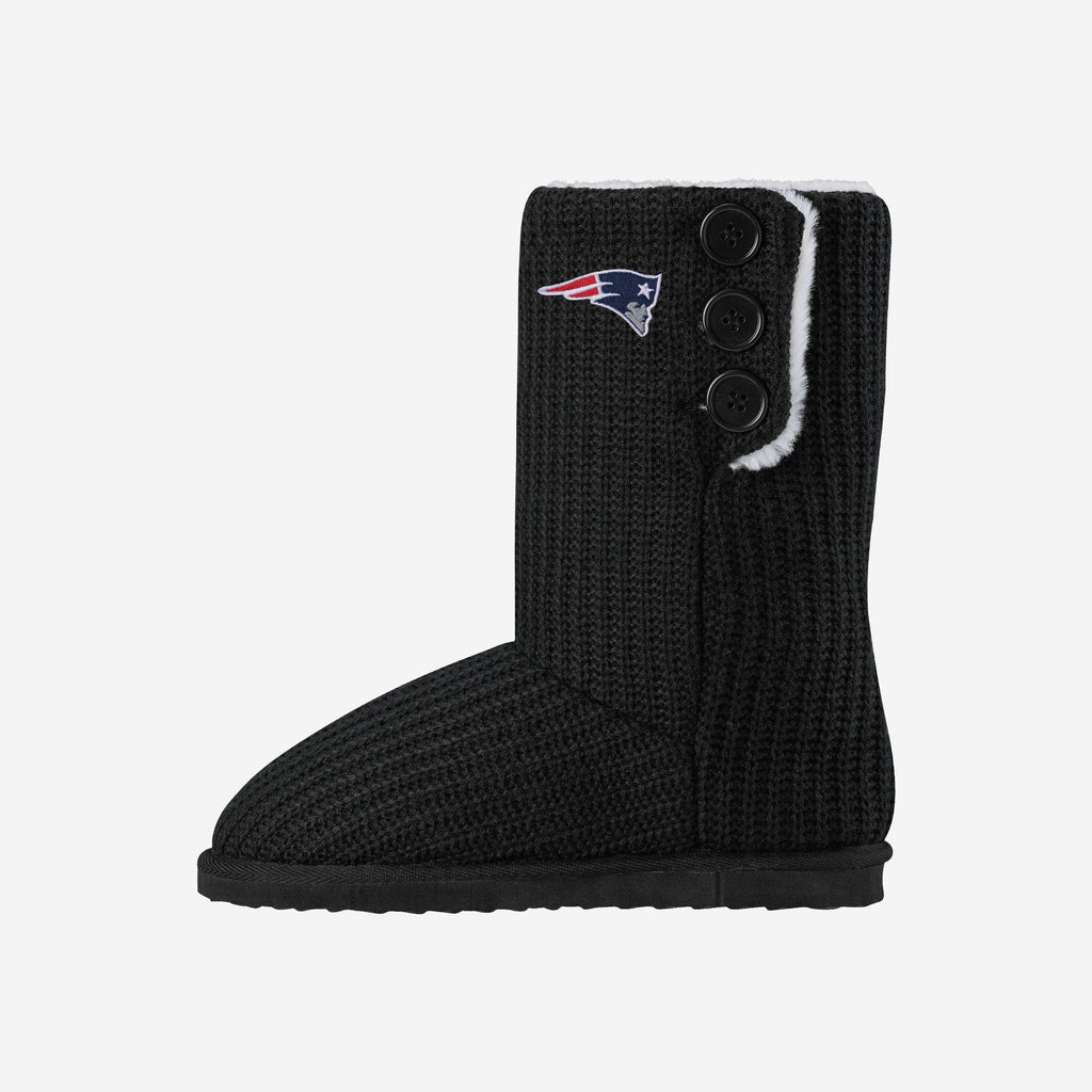 New England Patriots Knit High End Button Boot Slipper FOCO S - FOCO.com