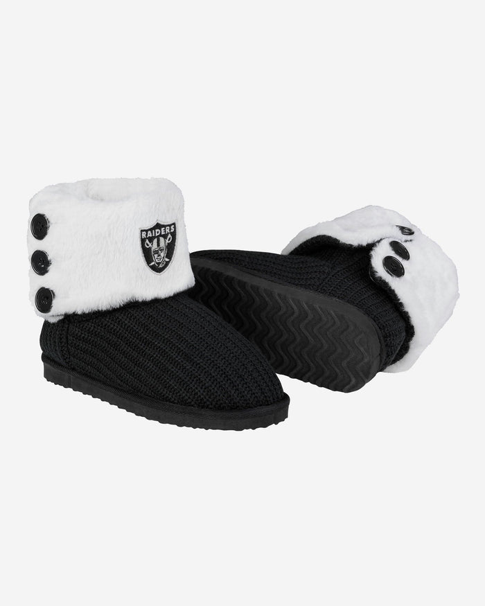 Las Vegas Raiders Knit High End Button Boot Slipper FOCO - FOCO.com