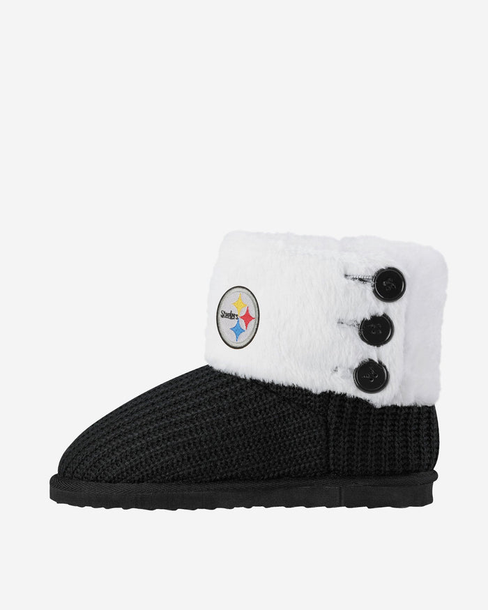 Pittsburgh Steelers Knit High End Button Boot Slipper FOCO - FOCO.com
