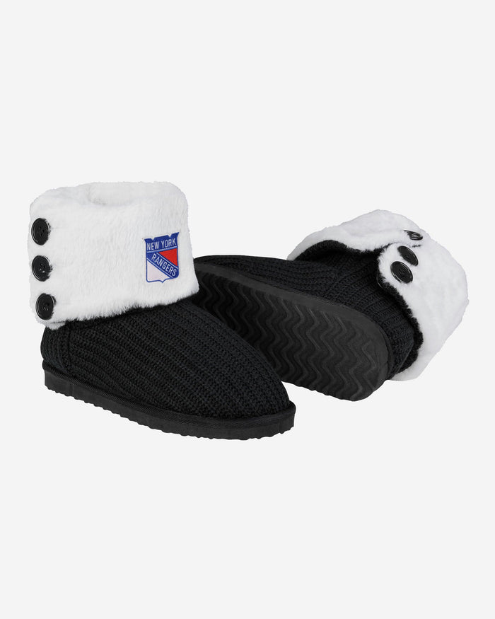 New York Rangers Knit High End Button Boot Slipper FOCO - FOCO.com