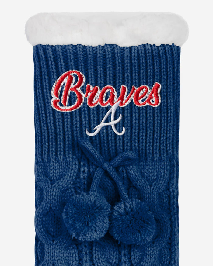 Atlanta Braves Womens Cable Knit Footy Slipper Socks FOCO - FOCO.com