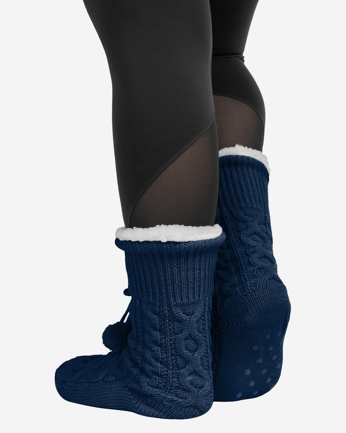 New York Yankees Womens Cable Knit Footy Slipper Socks FOCO - FOCO.com