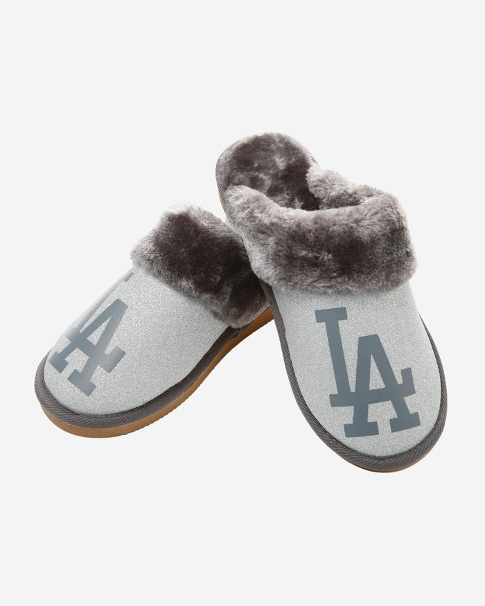 Los Angeles Dodgers Womens Glitter Open Back Fur Moccasin Slipper FOCO - FOCO.com