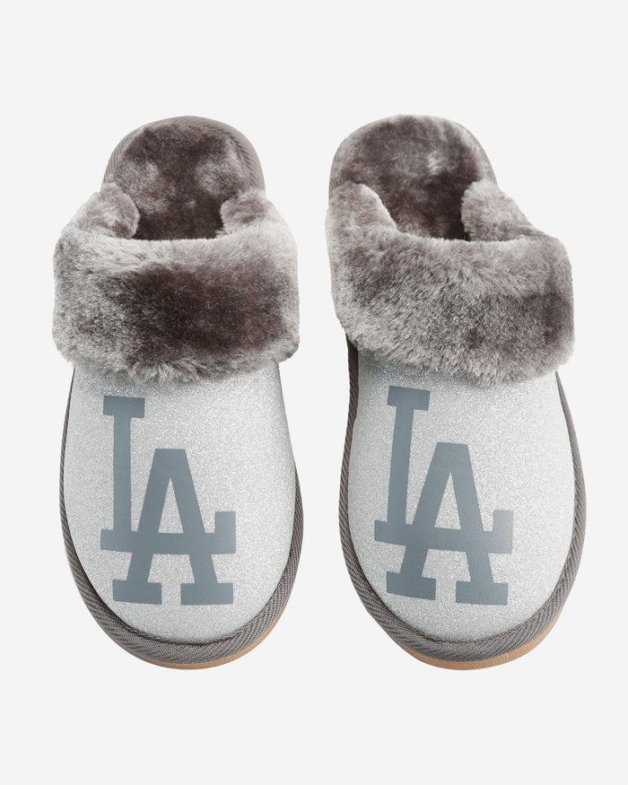 Los Angeles Dodgers Womens Glitter Open Back Fur Moccasin Slipper FOCO - FOCO.com