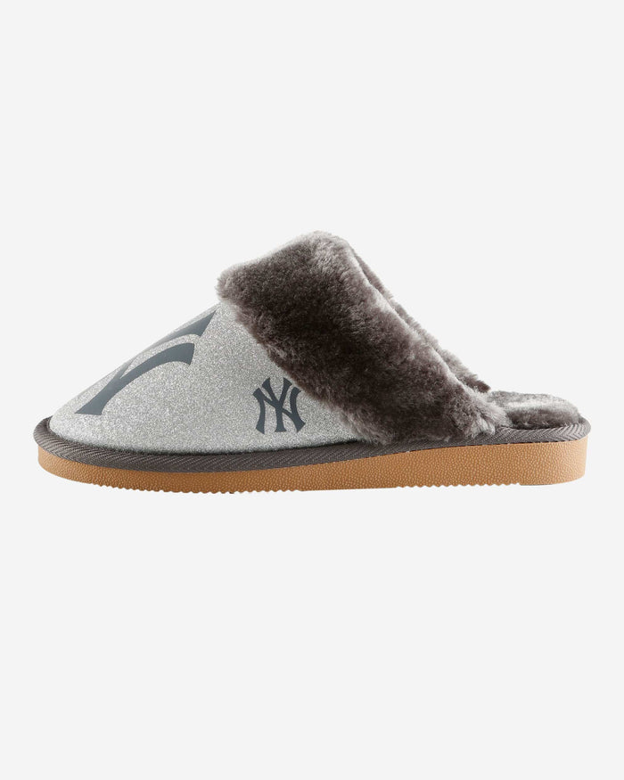 New York Yankees Womens Glitter Open Back Fur Moccasin Slipper FOCO S - FOCO.com
