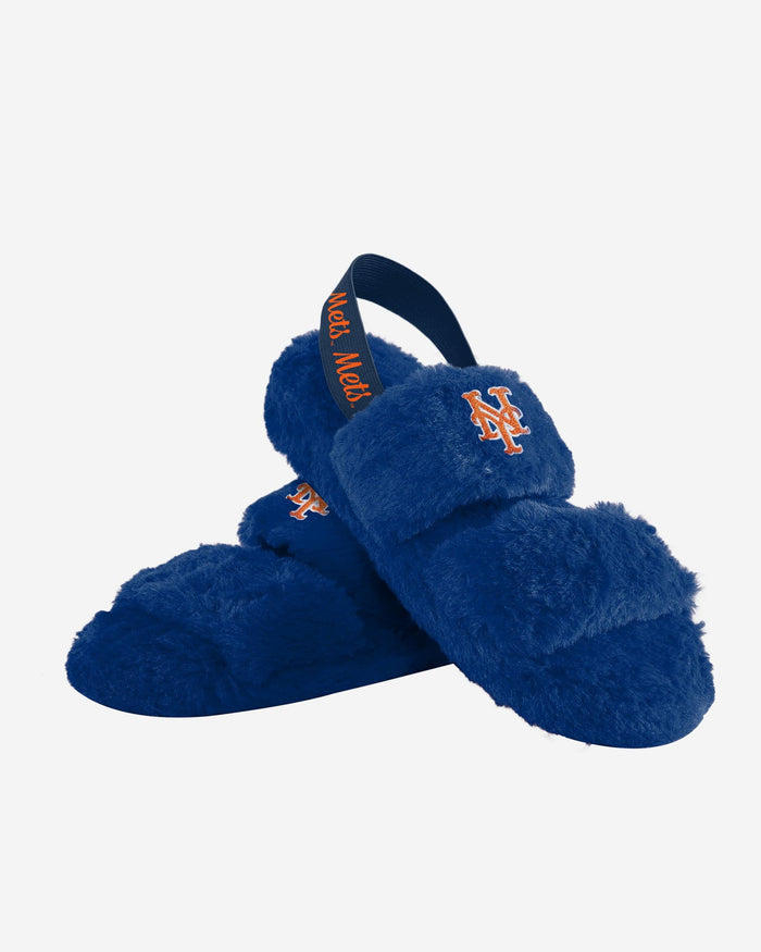 New York Mets Womens Heel Strap Wordmark Fur Slide FOCO - FOCO.com
