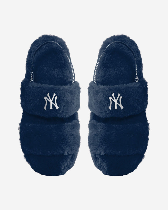 New York Yankees Womens Heel Strap Wordmark Fur Slide FOCO S - FOCO.com