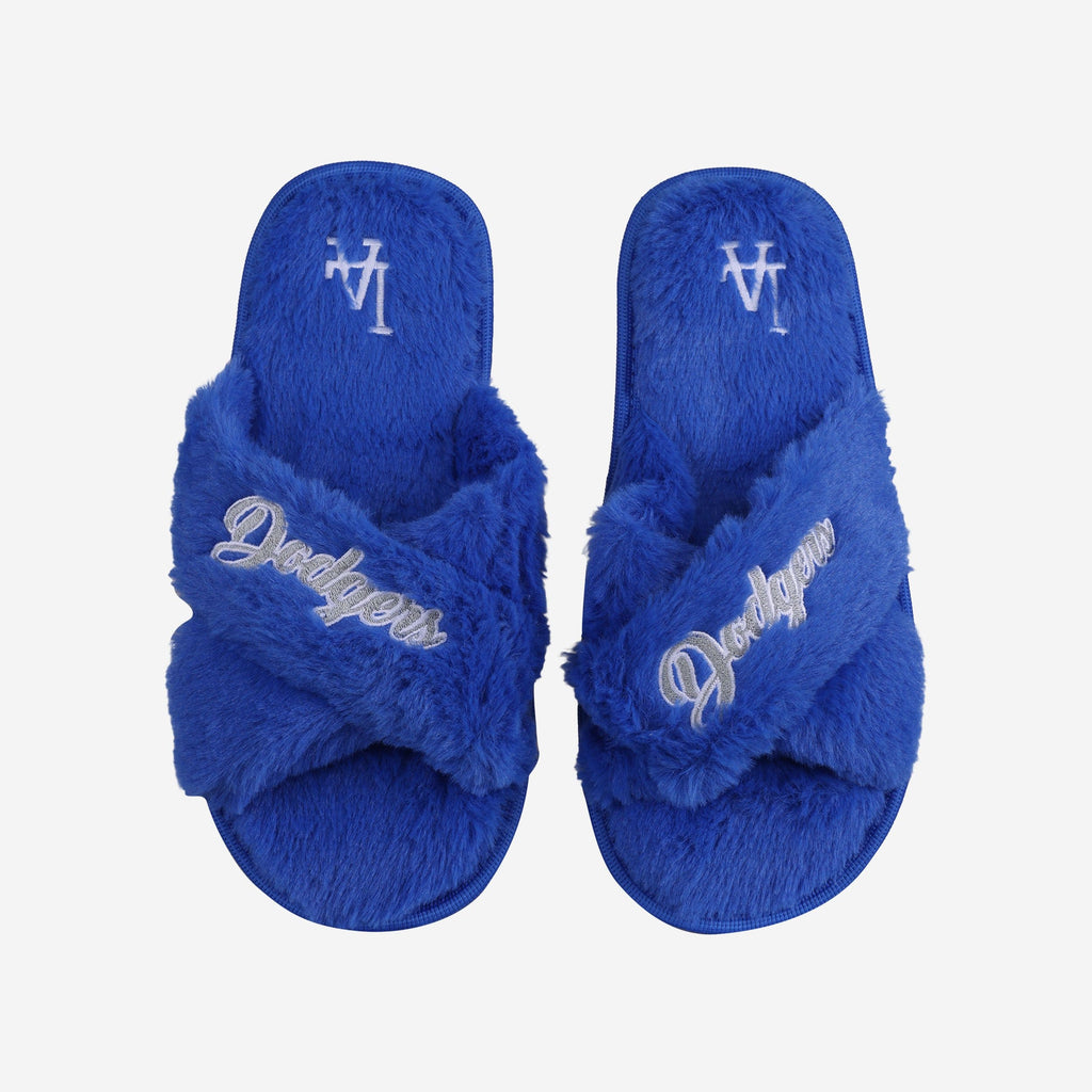 Los Angeles Dodgers Womens Script Wordmark Fur Cross Slide FOCO S - FOCO.com