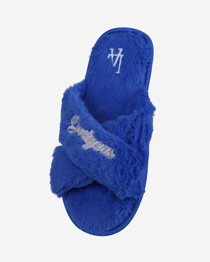 Los Angeles Dodgers Womens Script Wordmark Fur Cross Slide FOCO - FOCO.com