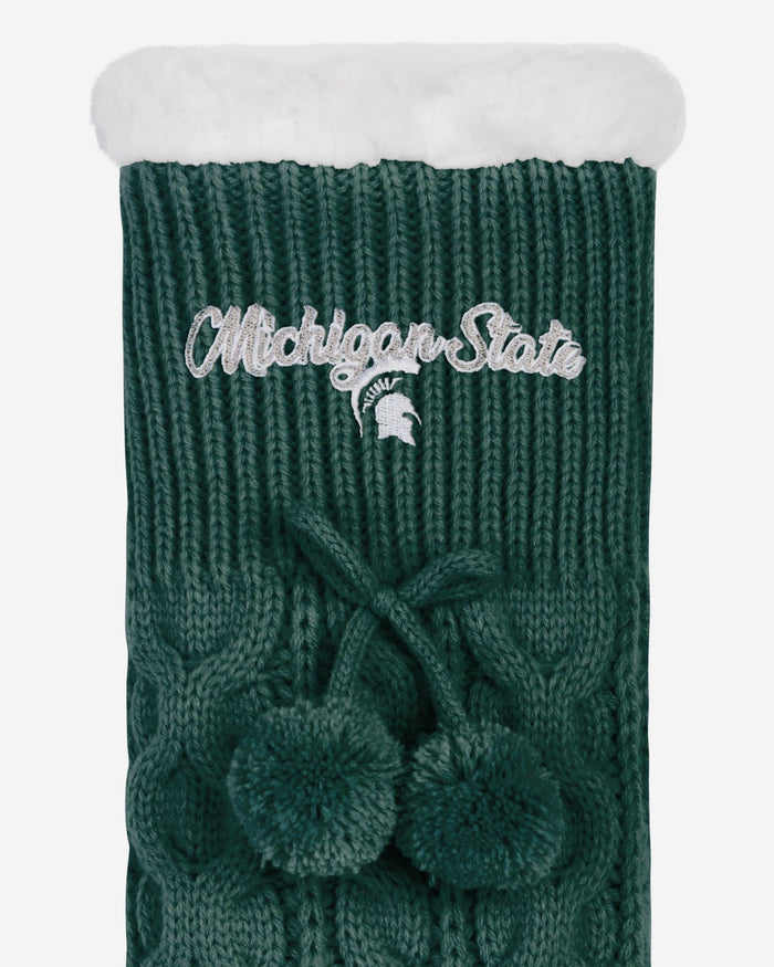 Michigan State Spartans Womens Cable Knit Footy Slipper Socks FOCO - FOCO.com