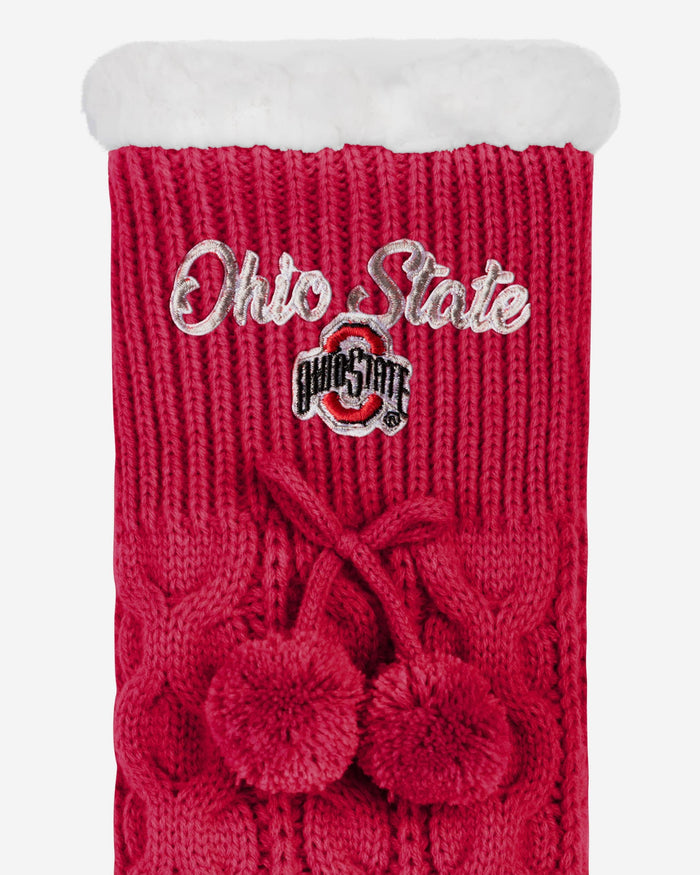 Ohio State Buckeyes Womens Cable Knit Footy Slipper Socks FOCO - FOCO.com