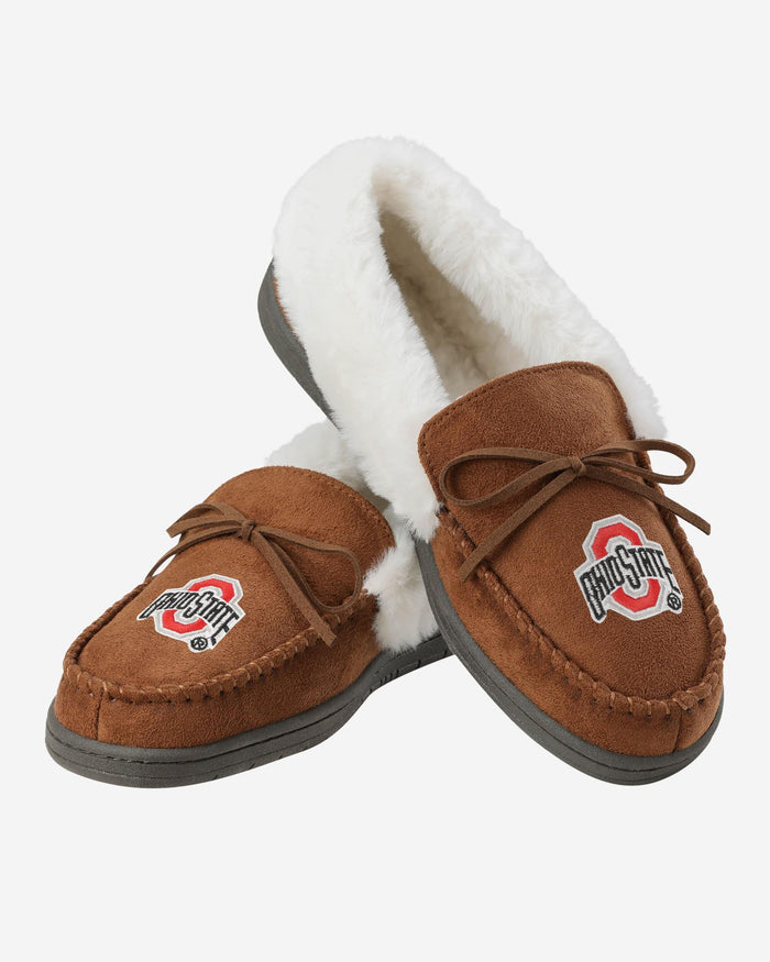 Ohio State Buckeyes Womens Tan Moccasin Slipper FOCO - FOCO.com