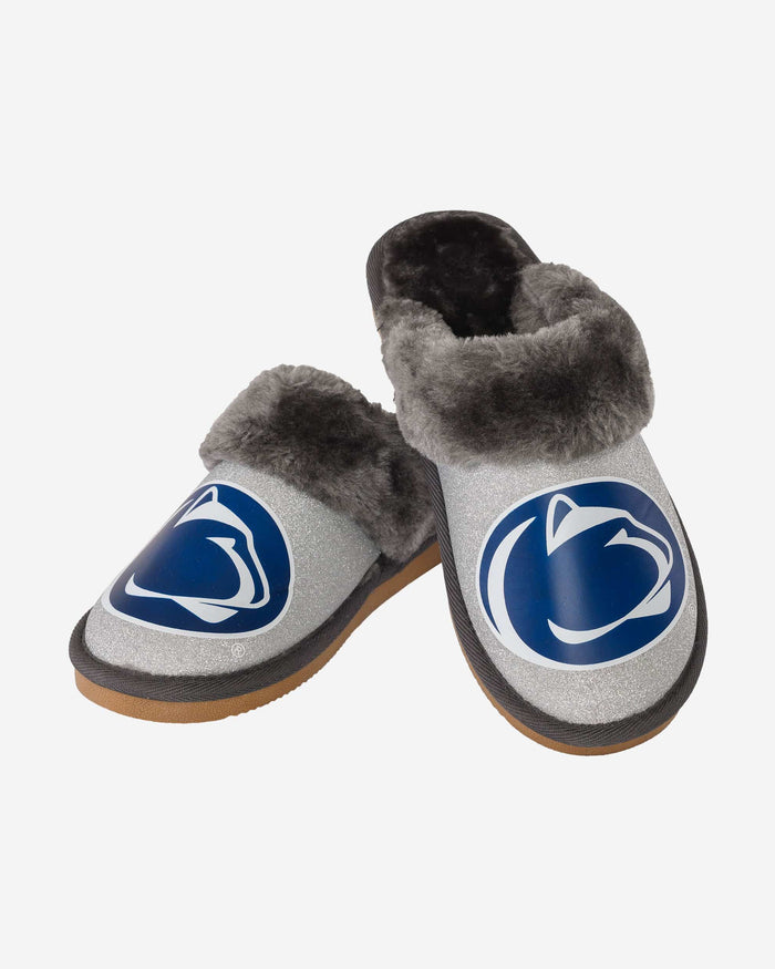 Penn State Nittany Lions Womens Glitter Open Back Fur Moccasin Slipper FOCO - FOCO.com