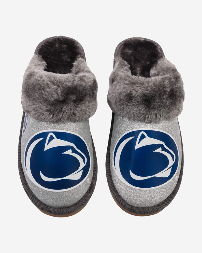 Penn State Nittany Lions Womens Glitter Open Back Fur Moccasin Slipper FOCO - FOCO.com