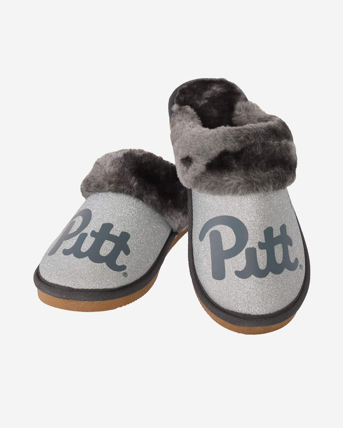 Pittsburgh Panthers Womens Glitter Open Fur Moccasin Slipper FOCO - FOCO.com