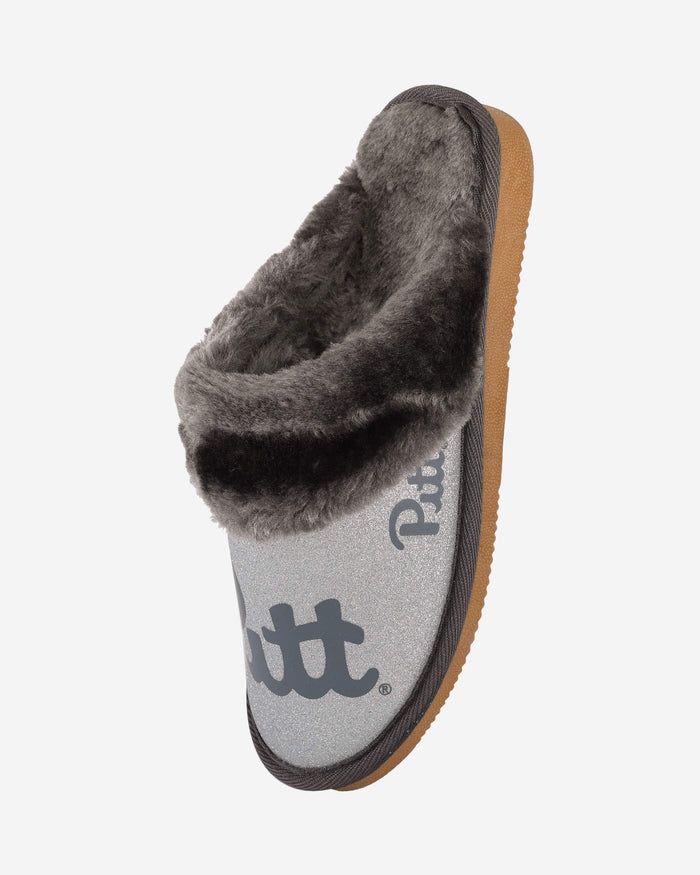 Pittsburgh Panthers Womens Glitter Open Fur Moccasin Slipper FOCO - FOCO.com