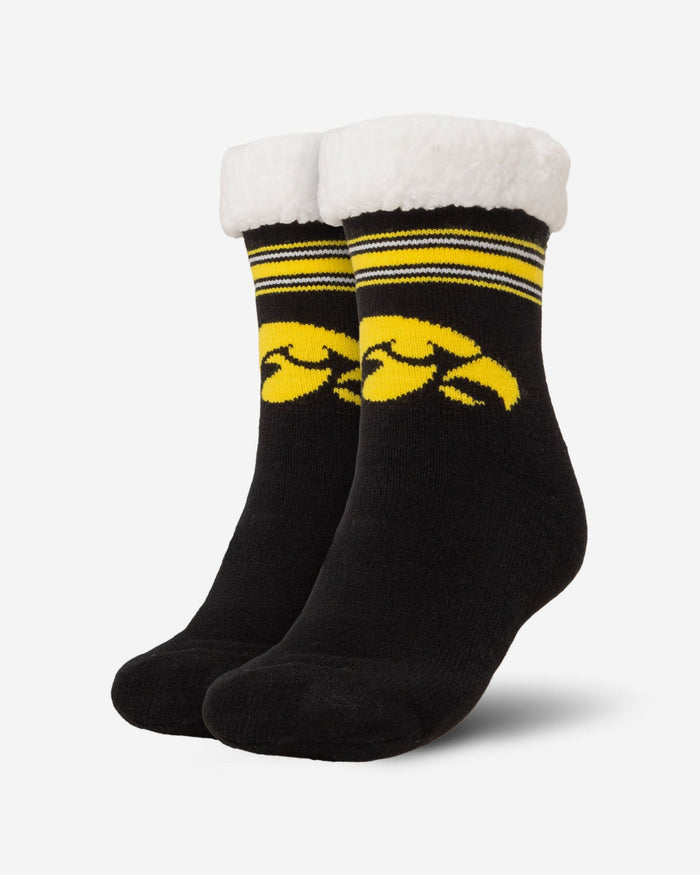 Iowa Hawkeyes Womens Stripe Logo Tall Footy Slipper Socks FOCO - FOCO.com