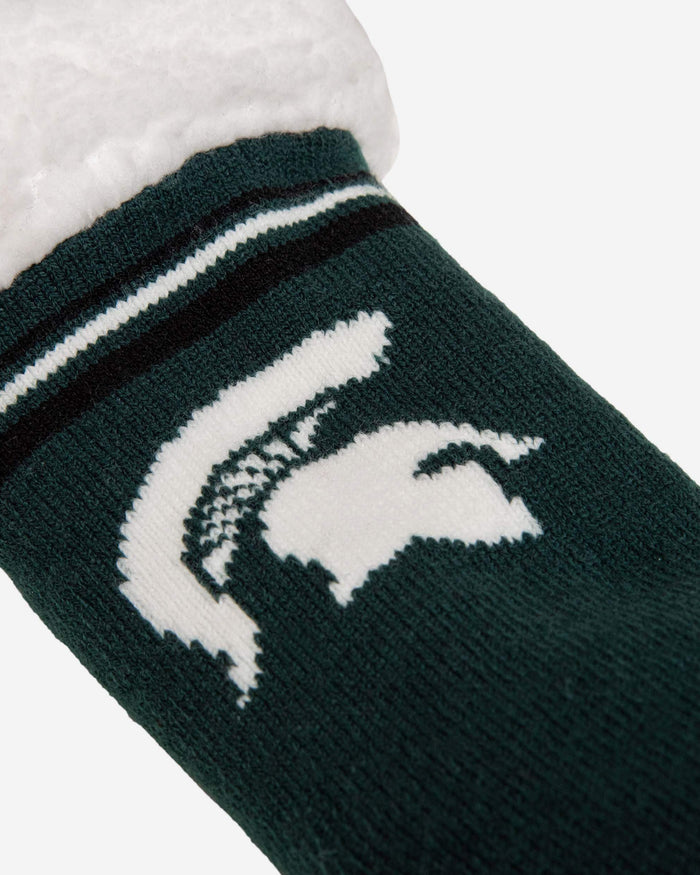 Michigan State Spartans Womens Stripe Logo Tall Footy Slipper Socks FOCO - FOCO.com