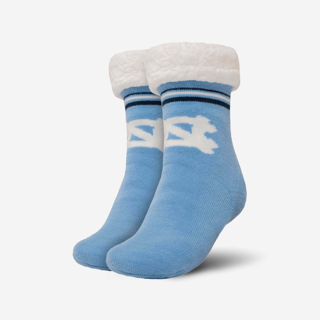North Carolina Tar Heels Womens Stripe Logo Tall Footy Slipper Socks FOCO - FOCO.com