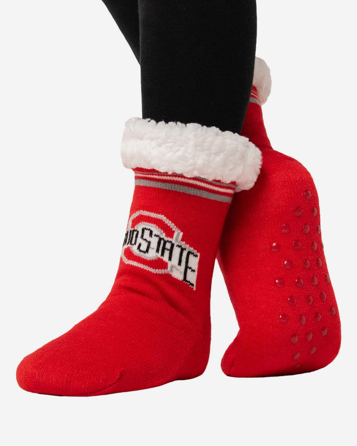 Ohio State Buckeyes Womens Stripe Logo Tall Footy Slipper Socks FOCO - FOCO.com