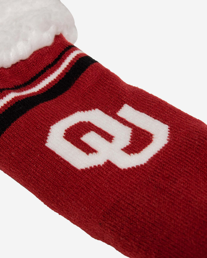 Oklahoma Sooners Womens Stripe Logo Tall Footy Slipper Socks FOCO - FOCO.com