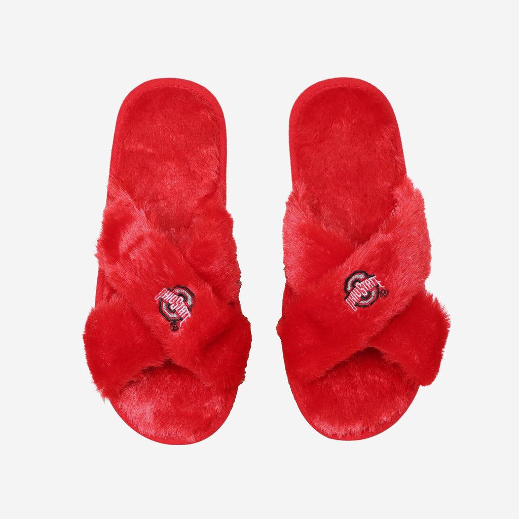 Ohio State Buckeyes Womens Script Wordmark Fur Cross Slide FOCO S - FOCO.com