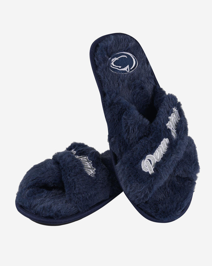 Penn State Nittany Lions Womens Script Wordmark Fur Cross Slide FOCO - FOCO.com