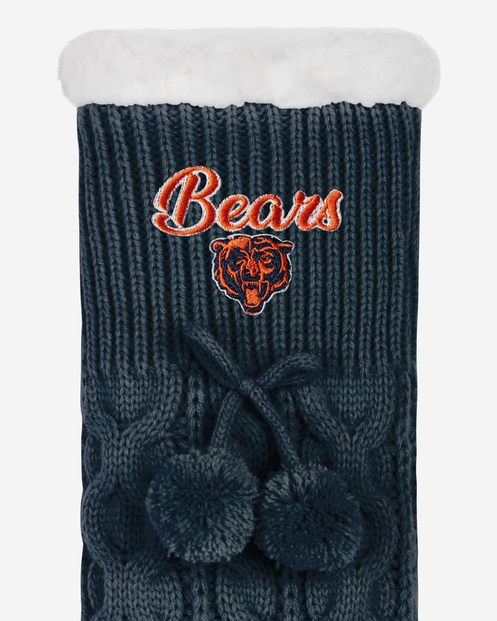 Chicago Bears Womens Cable Knit Footy Slipper Socks FOCO - FOCO.com
