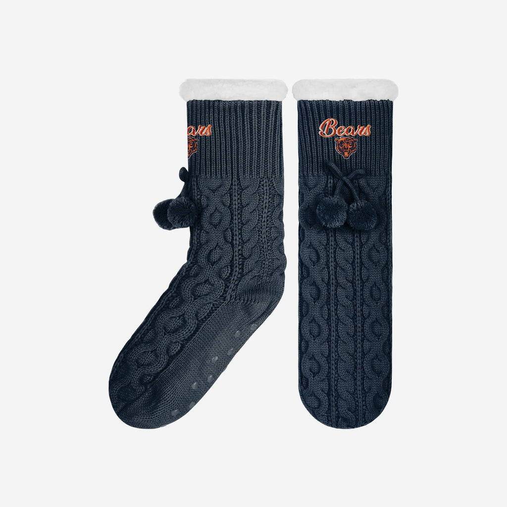 Chicago Bears Womens Cable Knit Footy Slipper Socks FOCO - FOCO.com