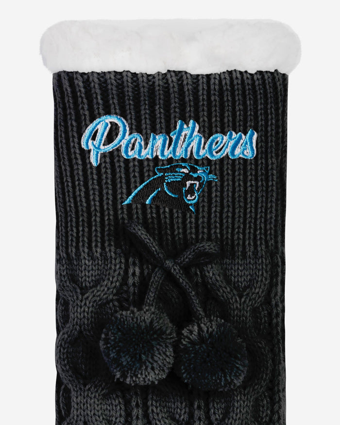 Carolina Panthers Womens Cable Knit Footy Slipper Socks FOCO - FOCO.com