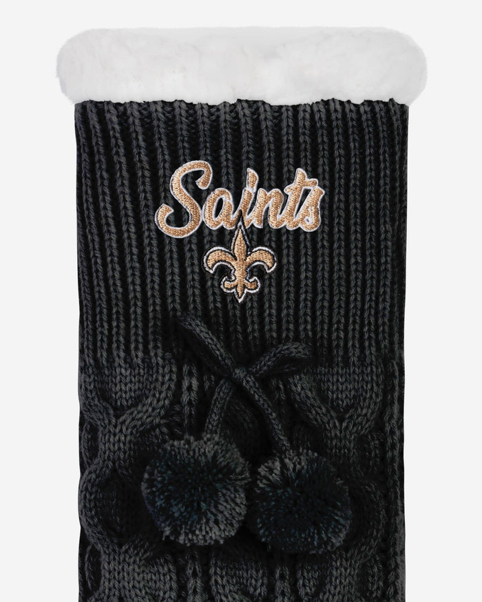 New Orleans Saints Womens Cable Knit Footy Slipper Socks FOCO - FOCO.com