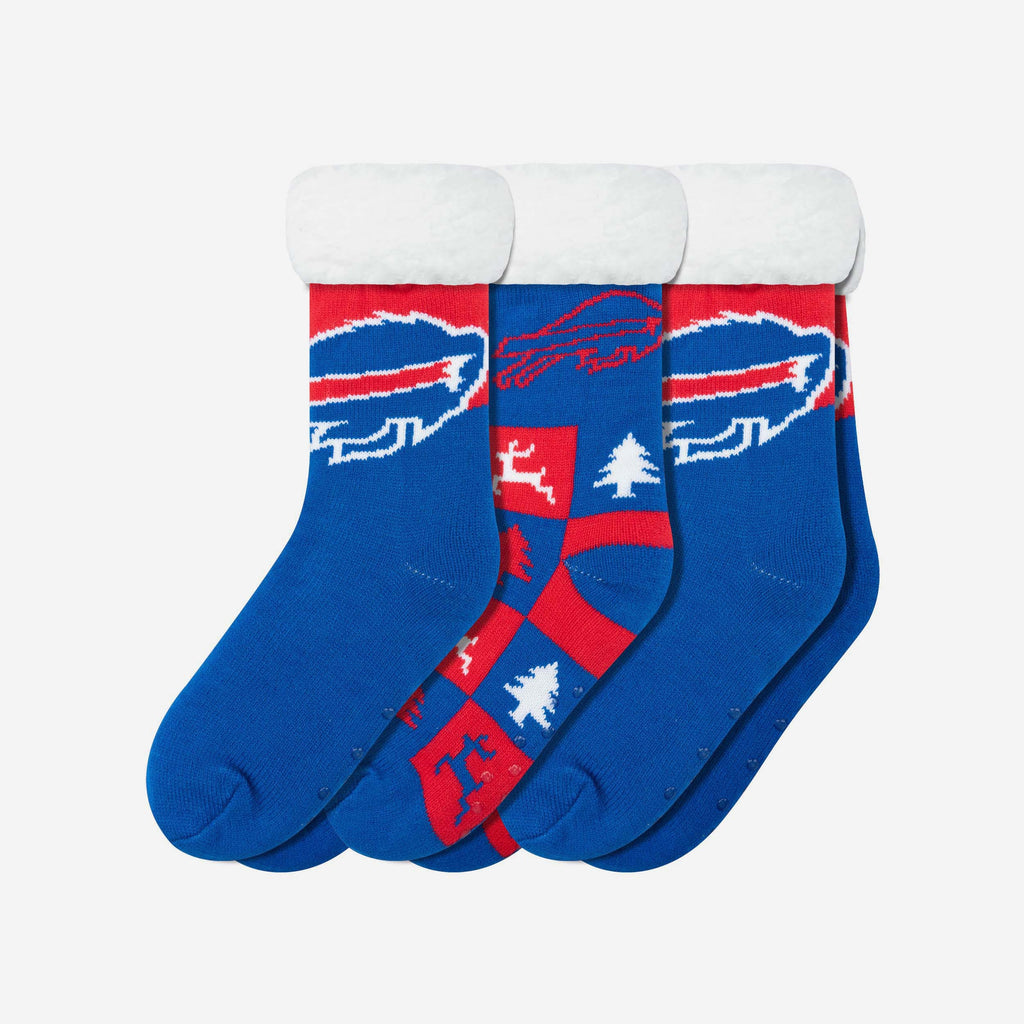 Buffalo Bills Womens Fan Footy 3 Pack Slipper Socks FOCO - FOCO.com