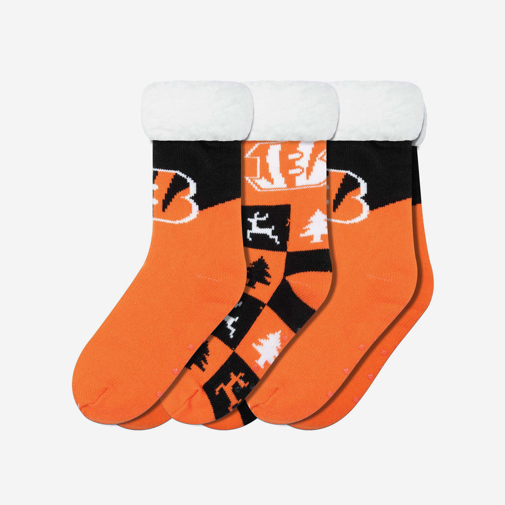 Cincinnati Bengals Womens Fan Footy 3 Pack Slipper Socks FOCO - FOCO.com