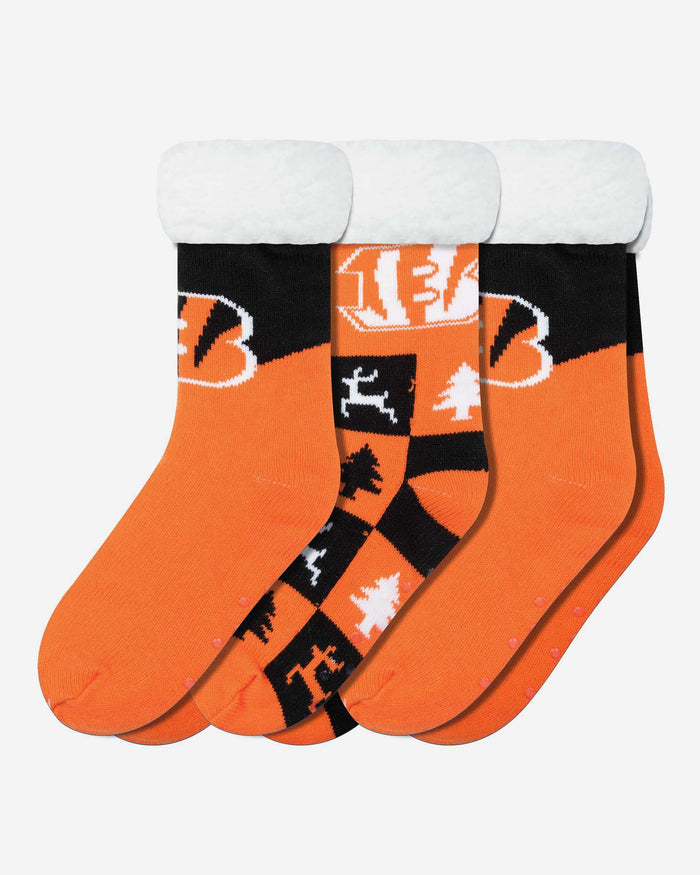 Cincinnati Bengals Womens Fan Footy 3 Pack Slipper Socks FOCO - FOCO.com