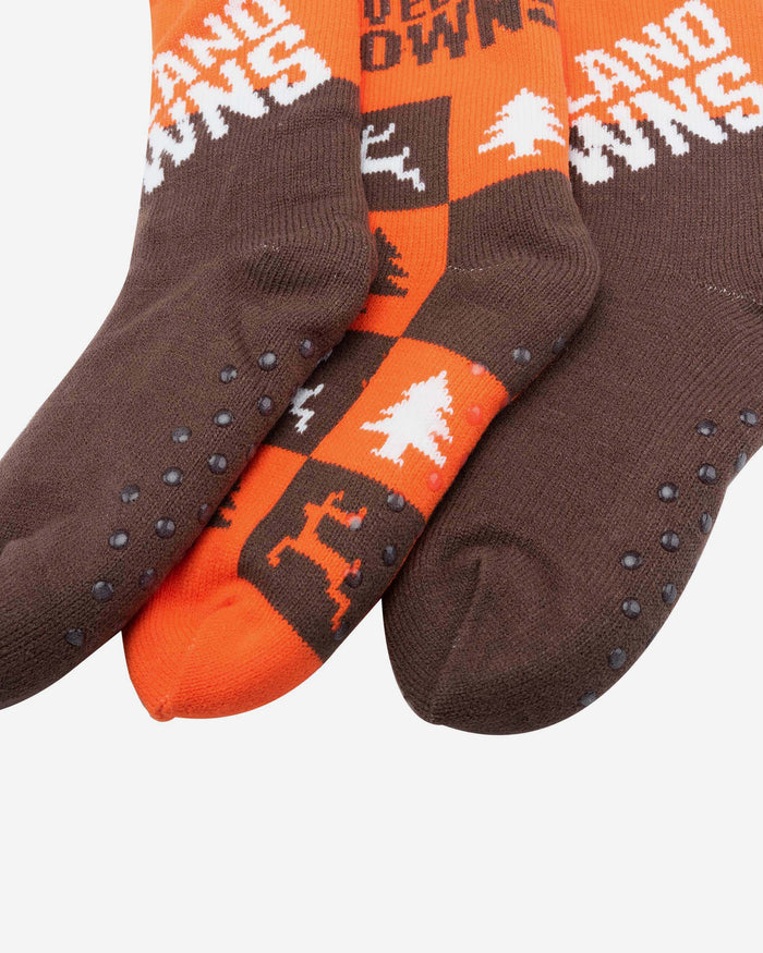 Cleveland Browns Womens Fan Footy 3 Pack Slipper Socks FOCO - FOCO.com