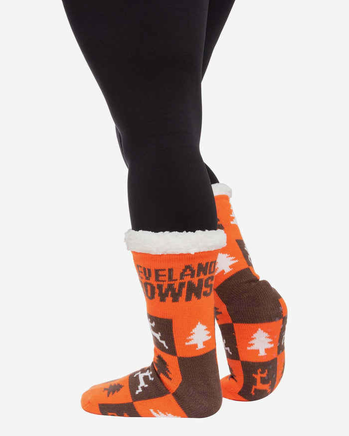 Cleveland Browns Womens Fan Footy 3 Pack Slipper Socks FOCO - FOCO.com