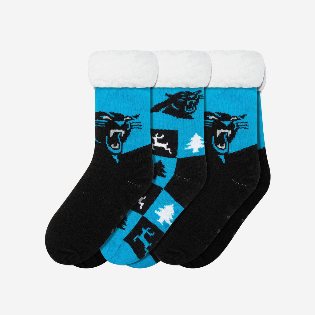 Carolina Panthers Womens Fan Footy 3 Pack Slipper Socks FOCO - FOCO.com