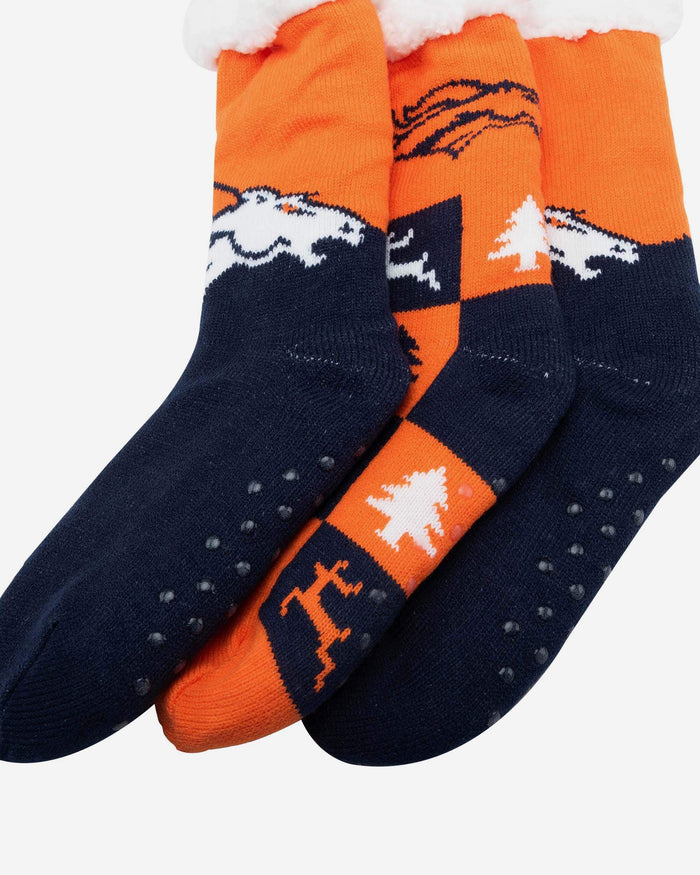 Denver Broncos Womens Fan Footy 3 Pack Slipper Socks FOCO - FOCO.com