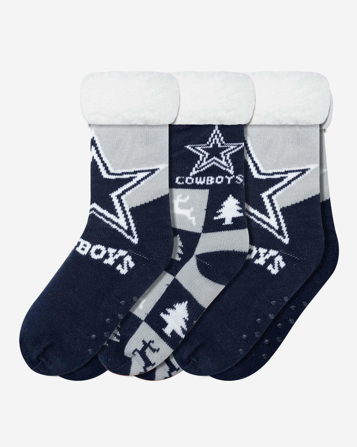 Dallas Cowboys Womens Fan Footy 3 Pack Slipper Socks FOCO - FOCO.com
