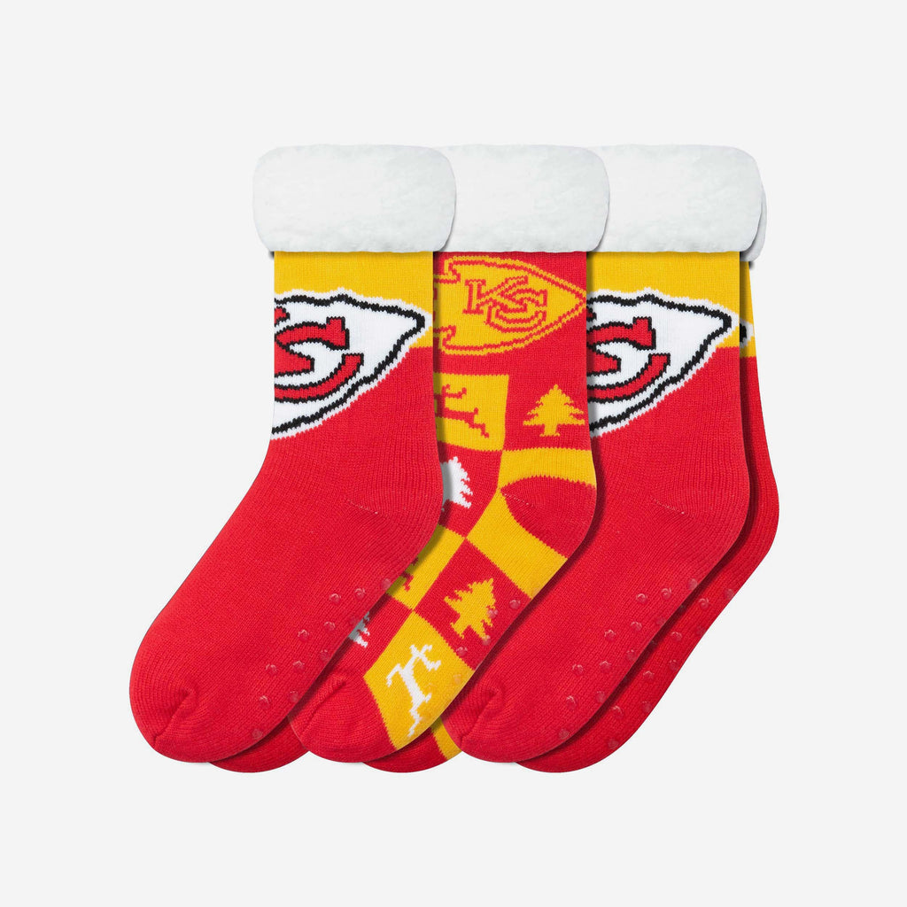 Kansas City Chiefs Womens Fan Footy 3 Pack Slipper Socks FOCO - FOCO.com