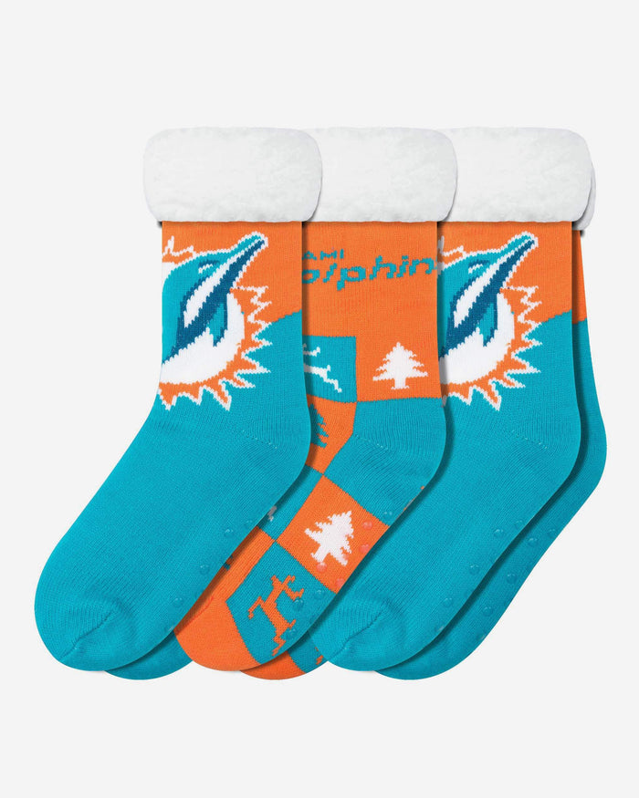 Miami Dolphins Womens Fan Footy 3 Pack Slipper Socks FOCO - FOCO.com