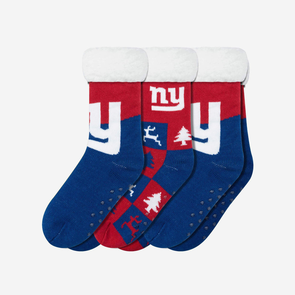 New York Giants Womens Fan Footy 3 Pack Slipper Socks FOCO - FOCO.com