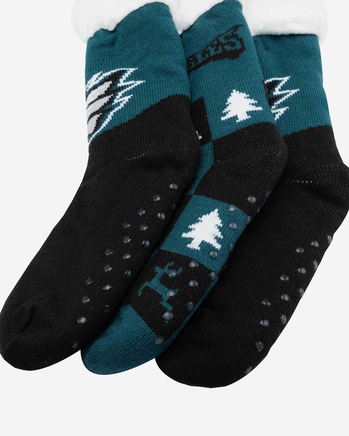 Philadelphia Eagles Womens Fan Footy 3 Pack Slipper Socks FOCO - FOCO.com