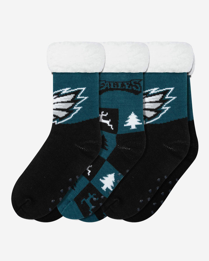 Philadelphia Eagles Womens Fan Footy 3 Pack Slipper Socks FOCO - FOCO.com