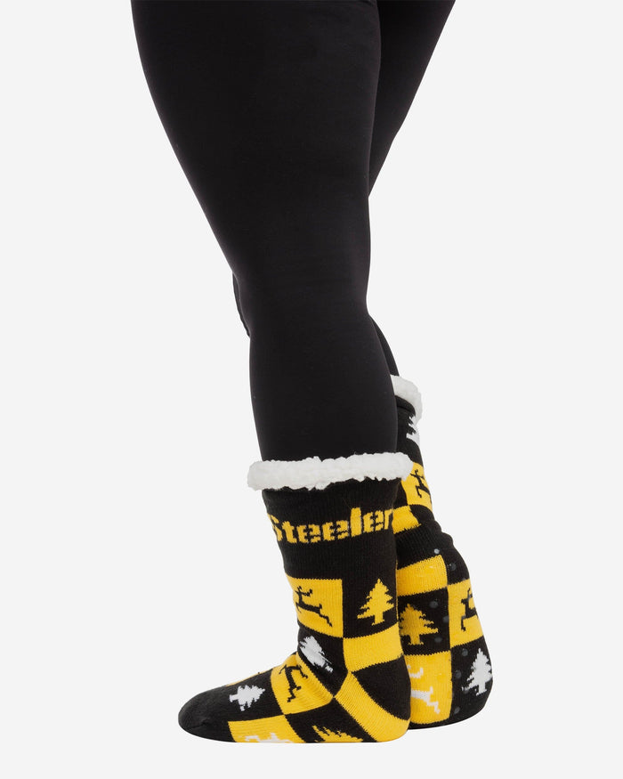 Pittsburgh Steelers Womens Fan Footy 3 Pack Slipper Socks FOCO - FOCO.com