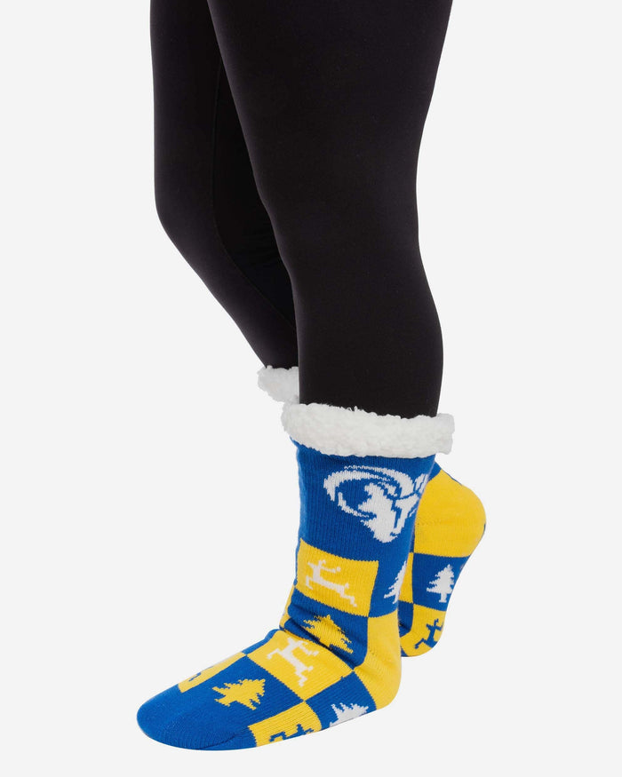 Los Angeles Rams Womens Fan Footy 3 Pack Slipper Socks FOCO - FOCO.com