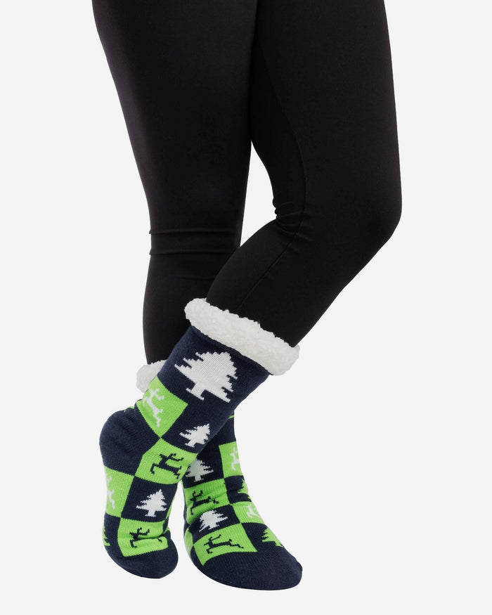 Seattle Seahawks Womens Fan Footy 3 Pack Slipper Socks FOCO - FOCO.com