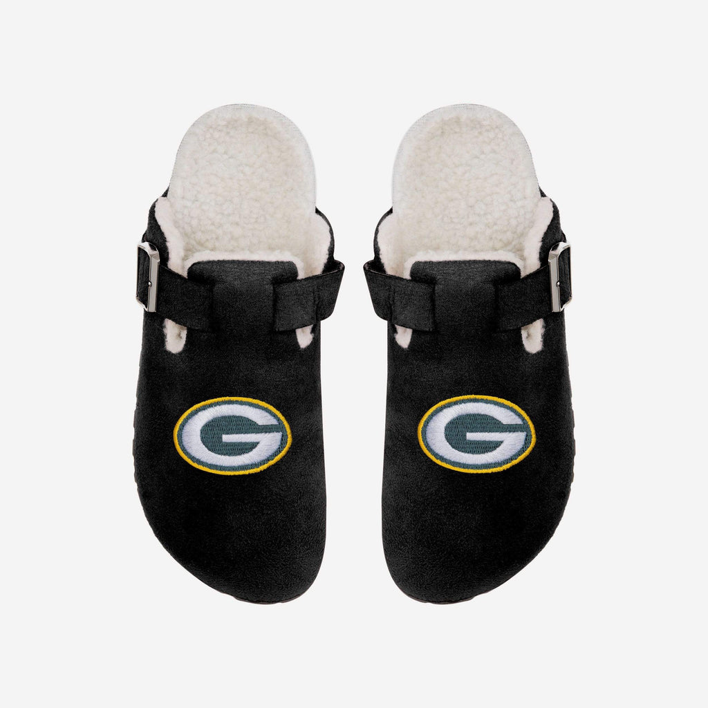 Green Bay Packers Womens Fur Buckle Clog Slipper FOCO S - FOCO.com