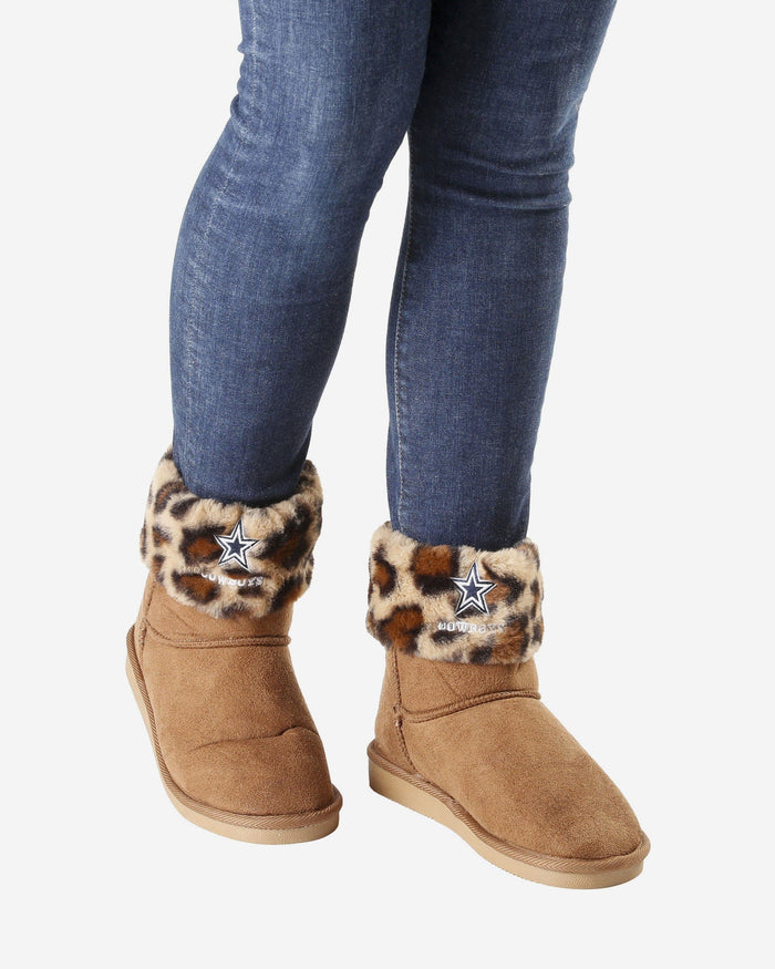 Dallas Cowboys Womens Cheetah Fur Boot FOCO - FOCO.com